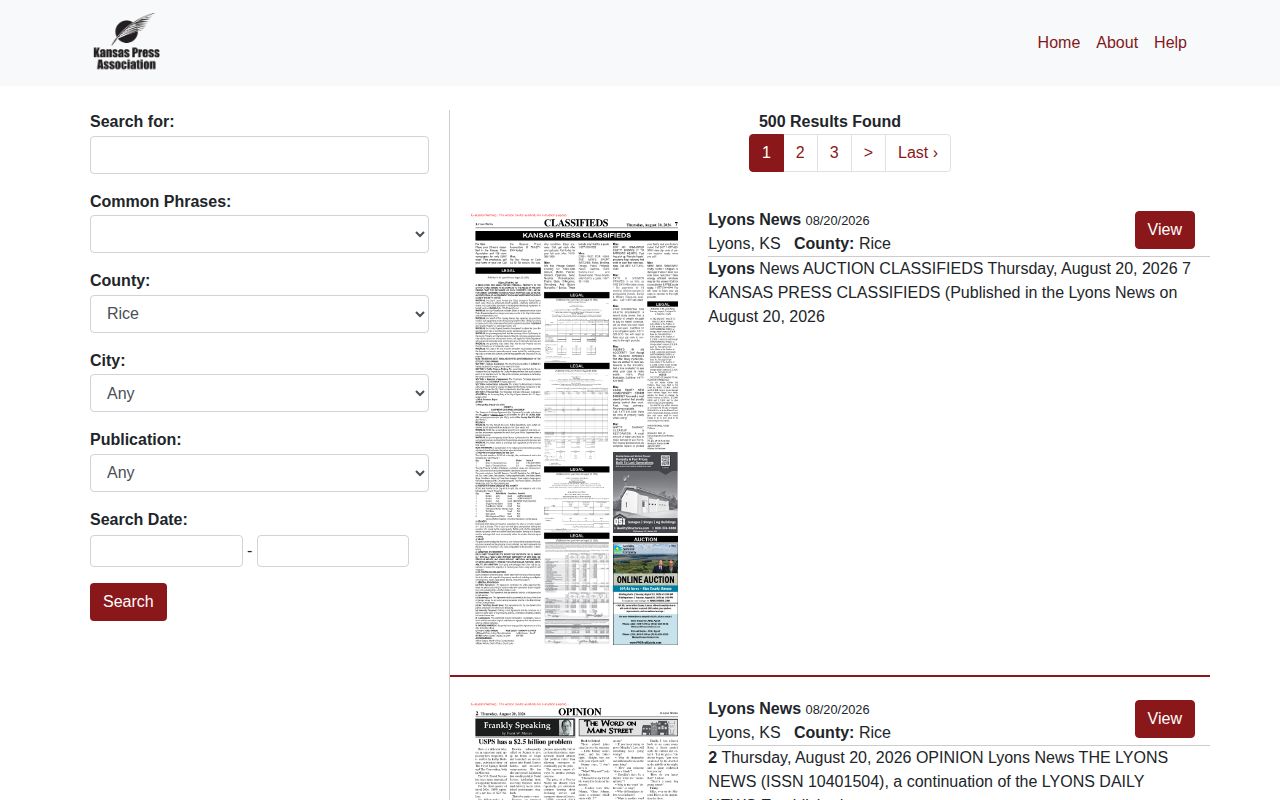 Little River Rice County newspaper and public-notice archive search