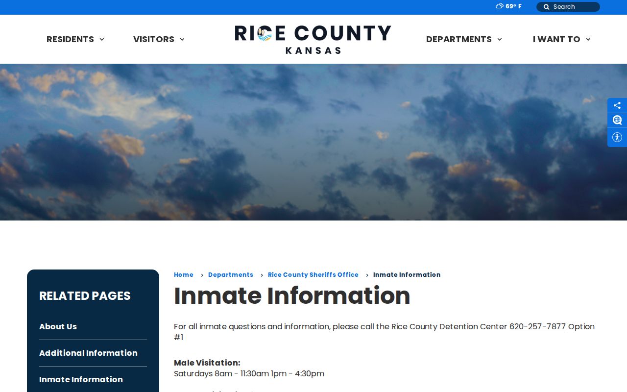 Rice County inmate information phone route for booking and custody records