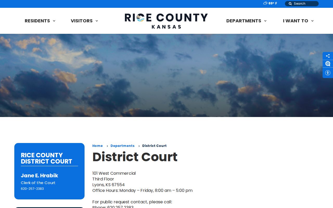 Rice County District Court contact and court record search route